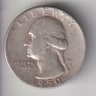 1950-S WASHINGTON QUARTER .25¢ SAN FRANCISCO 90% SILVER COIN UNITED STATES MINT