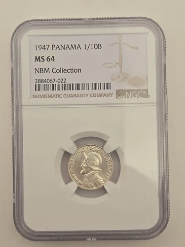 1947 Panama 1/10 Balboa NGC MS 64 - NBM Collection