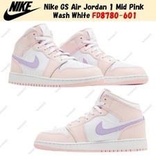 Nike GS Air Jordan 1 Mid Pink Wash White FD8780-601 Size 3.5Y-7Y