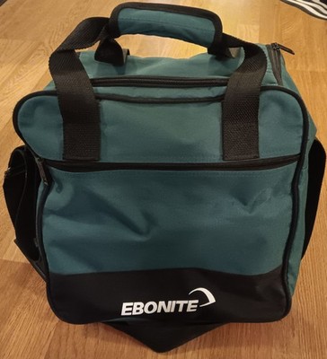 Ebonite Bowling Bag Single Ball Green Teal Canvas Top and Shoulder Carry Straps!