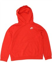 NIKE Womens Hoodie Jumper UK 14 Medium Red Cotton DI74