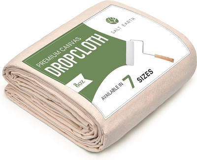 Canvas Drop Cloth 1Pc, Reusable Paint Drop Cloth, 100% Recycled Cotton Canvas Ta