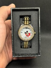 Disney Mickey Mouse Women's Two-Tone Rhinestone Floating Jewel Watch with Box
