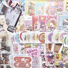 60pcs Kawaii Stationery Grab Bag Stickers & Washi Tape Bundle