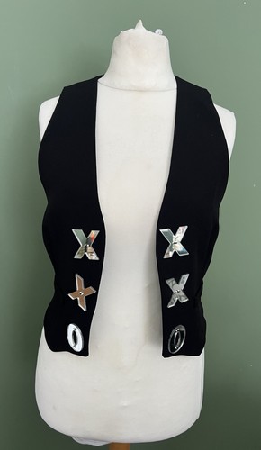 Moschino Cheap And Chic Heart Cut-out XO Mirror Waistcoat & Bodysuit UK 8 90s - Picture 3 of 15