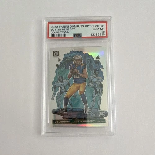 Panini 2020 Donruss Optic Justin Herbert Downtown DT-31 RC PSA 10 Chargers