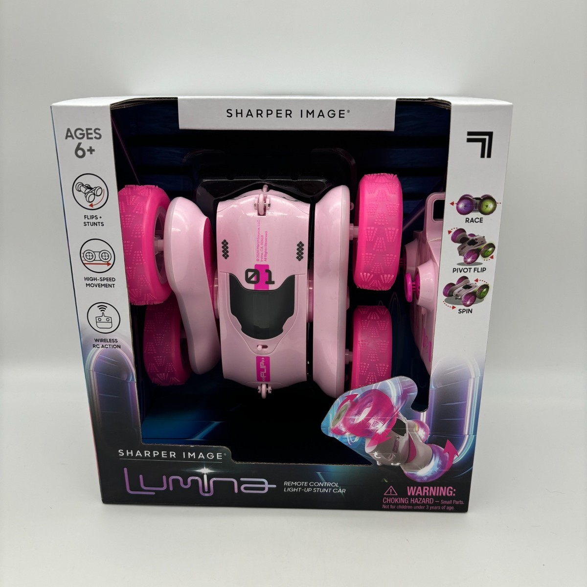 Sharper Image Lumina Remote Control Light-Up Stunt Car, Pink NEW