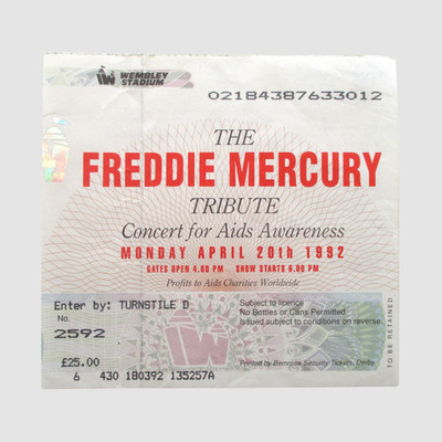 Queen Freddie Mercury Tribute Concert Ticket Stub 1992 Wembley Stadium UK - EX
