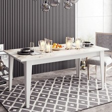 MUEBLES   Mesa de comedor SIENA, biIaminado m�rmol blanco, 180 x 90 cms.