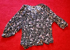 Terra & Sky Pink Floral Pattern Woman's Smocked Blouse - Plus Size 3X