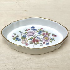 Vintage St Michael Veronica for M&S Bona China White Floral Oval Trinket Dish