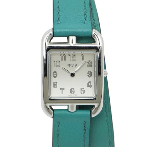 HERMÈS OROLOGIO DA DONNA HERMES CC1.210A CAPE COD DOUBLE TOUR ARGENTO SS PELLE QUARZO