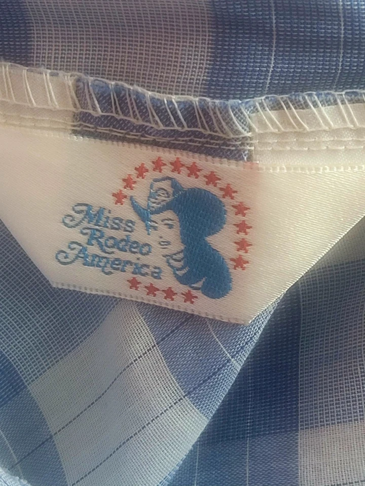 "Falda de colección Miss Rodeo América Rodeo Guinga Encaje Azul/Blanco Talla 27"" W RARA" Foto 2 de 3