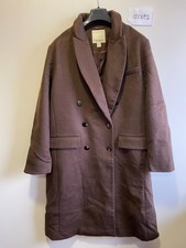 BONPRIX Manteau D'Hiver Double Boutonné En Brun Foncé Lourd Grande Taille UK 18