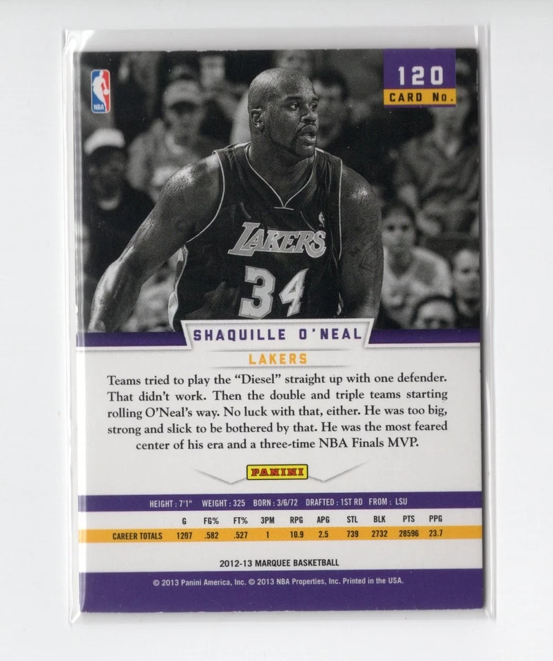 2012-13 Panini Marquee Shaquille O'Neal #120 - Image 2 of 2