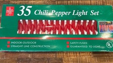 New Red CHILI PEPPER Christmas String Lights Set Indoor Outdoor Cinco De Mayo