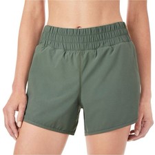 Member's Mark Olive Green Active Shorts Women's XL Woven Pockets 4 in Inseam NWT