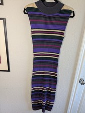 NWT Anthropologie Dolan Bodycon Sweater Dress S Midi Sleeveless Purple Gray Chic