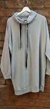 Made Italy Grey Oversized Hoodie Tunic Dress One Size Plus New No Tags