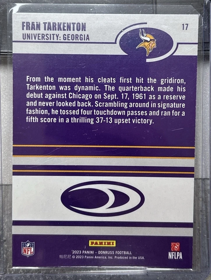 2023 Panini Donruss - Retro 2003 Fran Tarkenton #17 - Image 2 of 2