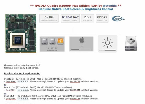 Apple iMac 27/ 21.5 inch Graphics Card upgrade 2 Gig NVIDIA Quadro K3000M GDDR5 - Picture 2 of 6