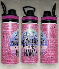 20 oz Sublimation tumbler- Pink Flip Top I Get It From My Mama - Kid Cup