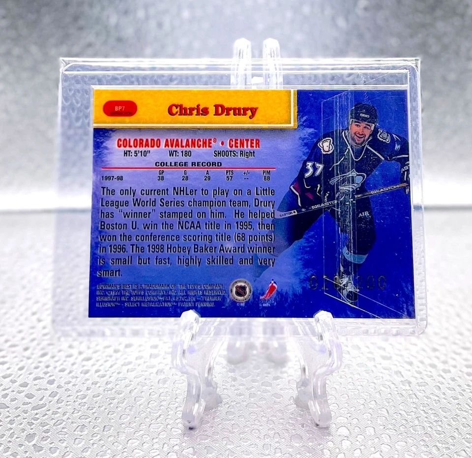 CHRIS DRURY 1998 Bowman's Best #BP7 BEST PERFORMERS REFRACTOR INSERTO/200 AVS RC Foto 2 de 2