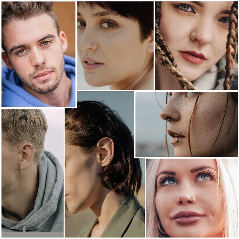 Новый из нержавеющей стали на петлях кликер кольцо для носа, уха и губ кольца  - Изображение 4 из 4