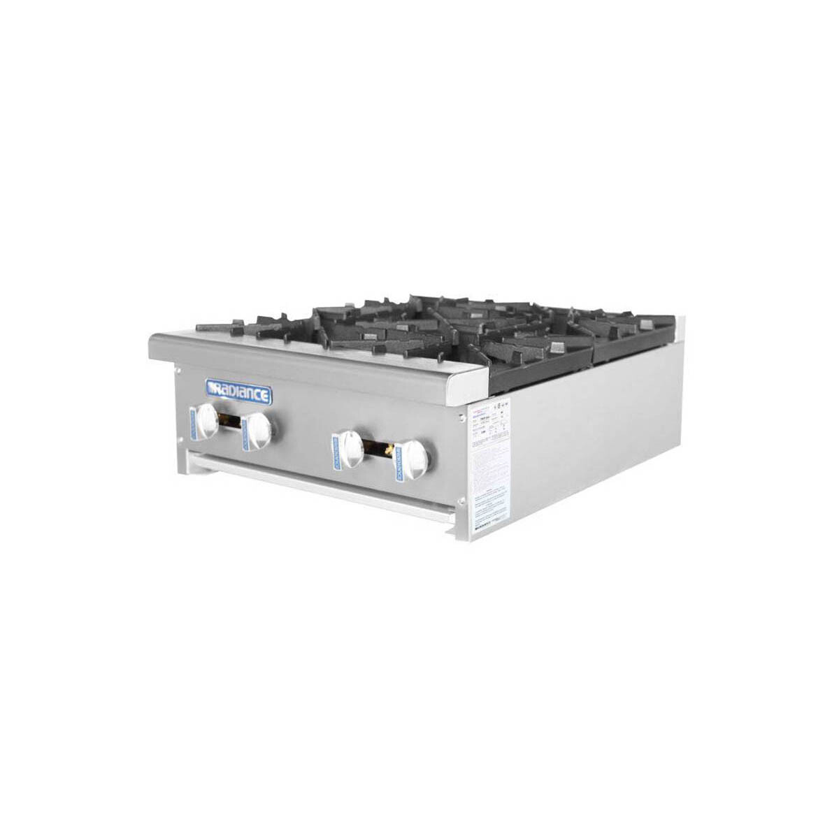 Turbo Air 24" Gas Hot Plate 4 Burner 32k BTU Manual Controls Radiance