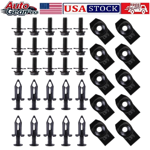 35pcs Engine Under Cover Splash Shield Guard Body Bolt U-nut Clips Fastener New