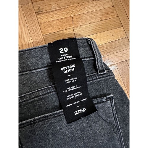 Jeans skinny stringati Hudson The Stevie Mid Rise Contour donna 29x28 neri nuovi - Foto 10 di 10