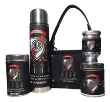 RIVER PLATE - MATE SET w/BAG - Mate + Bombilla + Sugar bowl + Yerbera + Thermos