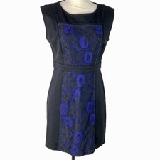 Loft by Ann Taylor Black Knit Sleeveless Dress with Lace Crochet Insert 4P