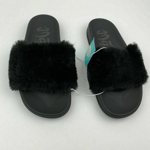 fur slide sandals