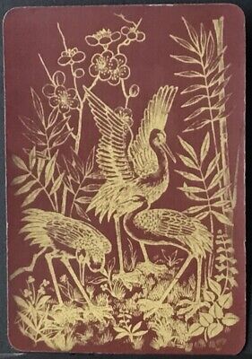 CRANE HERON STORK BIRD Lacquer Style Playing Cards Single Card Old Art Deco