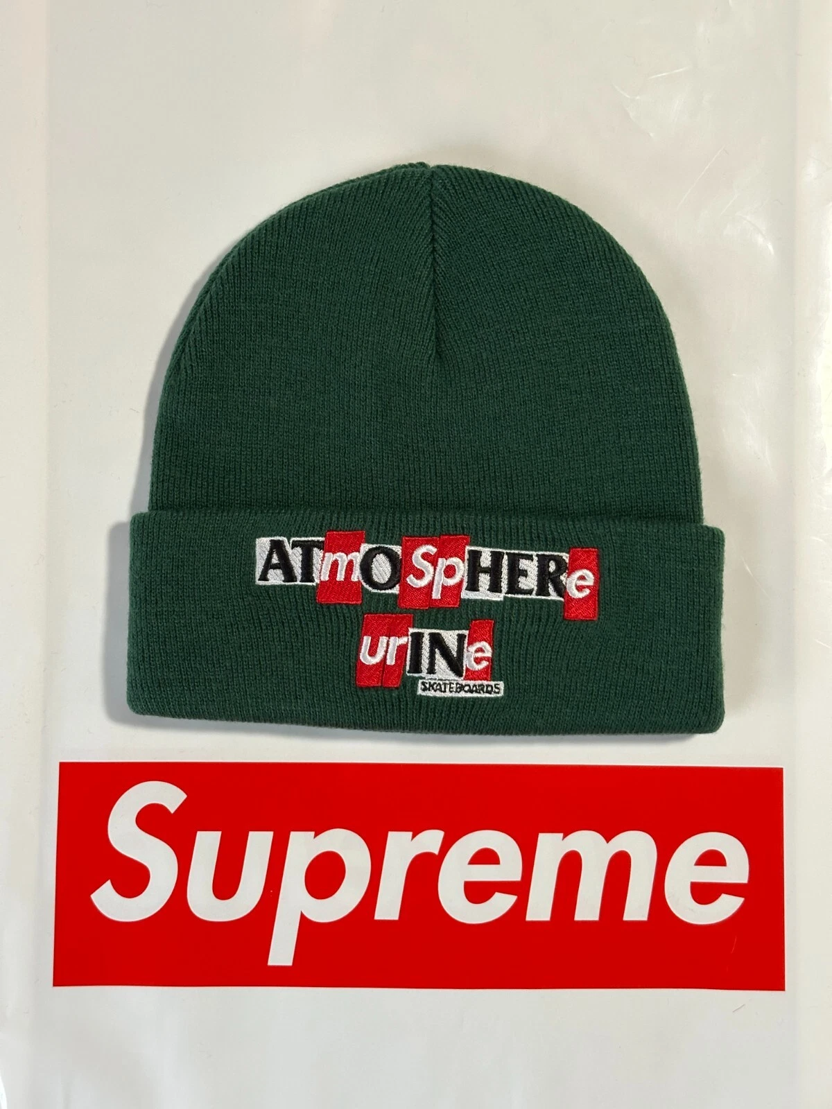 BONNET ANTI HÉROS SUPREME (VERT FONCÉ) FW20 BOÎTE CROIX LOGO GRAND LOGO FURGORA BEANIE