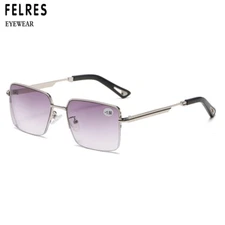 Men Metal Square Tinted Myopia Glasses Nearsighted Glasses Half Frame Sunglasses