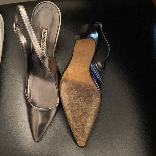 Manolo Blahnik silberne Schlinge hinten Größe 38 1/2 - Bild 5 von 5