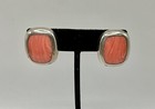 Pink Coral Clip On Earrings Vintage Mexican Sterling Silver and