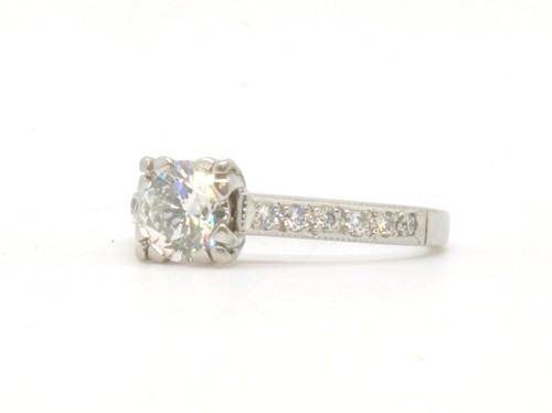JABEL Platinum .80CT Brilliant Cut Diamond Solitaire & Accents Engagement Ring - Picture 11 of 16