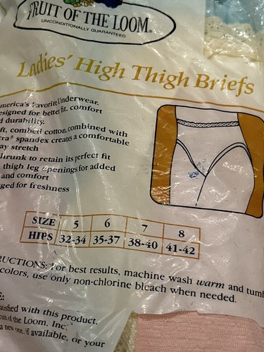 Vintage 1988 Fruit of the Loom Slips hoher Oberschenkel Baumwolle Unterwäsche Gr.8 Neu in Verpackung - Bild 3 von 5