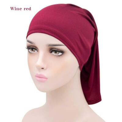 JDYaoYing 4pcs Muslim Inner Cap – Stretch Turban Bonnet Underscarf, Full Cover Hijab (Wine Red, Pink, Yellow) - View #8