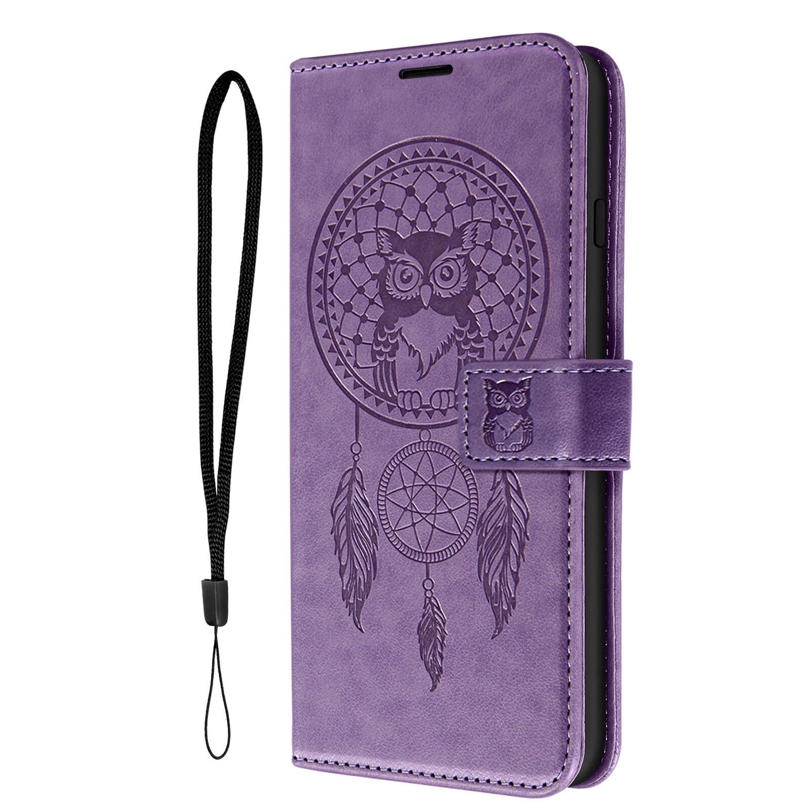 Folio Case for iPhone 11 Wallet and Stand Mandala Dream Catcher Purple