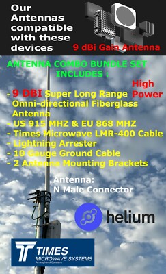 Helium Sensecap BOBCAT Kerlink 9 dBi RAK Antenna 10' LMR400 COMBO Hotspot MINER