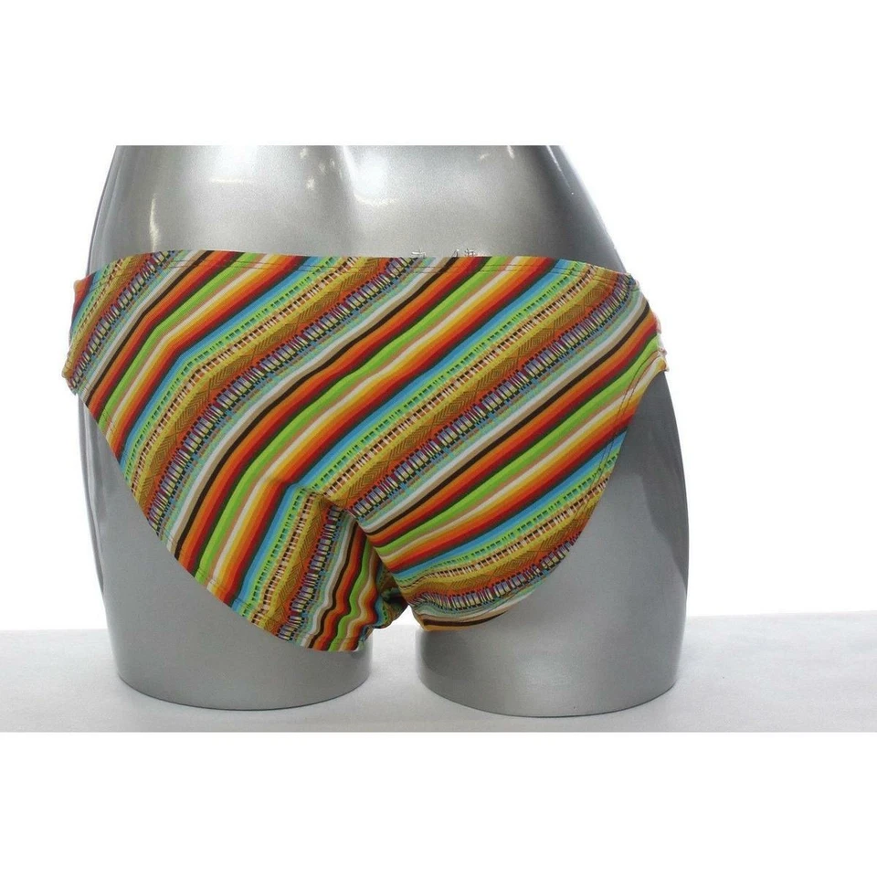 Bikini Lucky Brand para mujer M parte inferior de natación cucharada naranja a rayas multicolor 304331 Foto 3 de 3