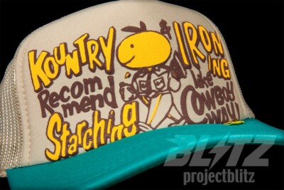 KAPITAL KOUNTRY STARCHING IRONING TRUCKER CAP HAT BEIGE
