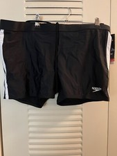 Vintage Speedo Men's Swimming power Flex Trunks XL Black