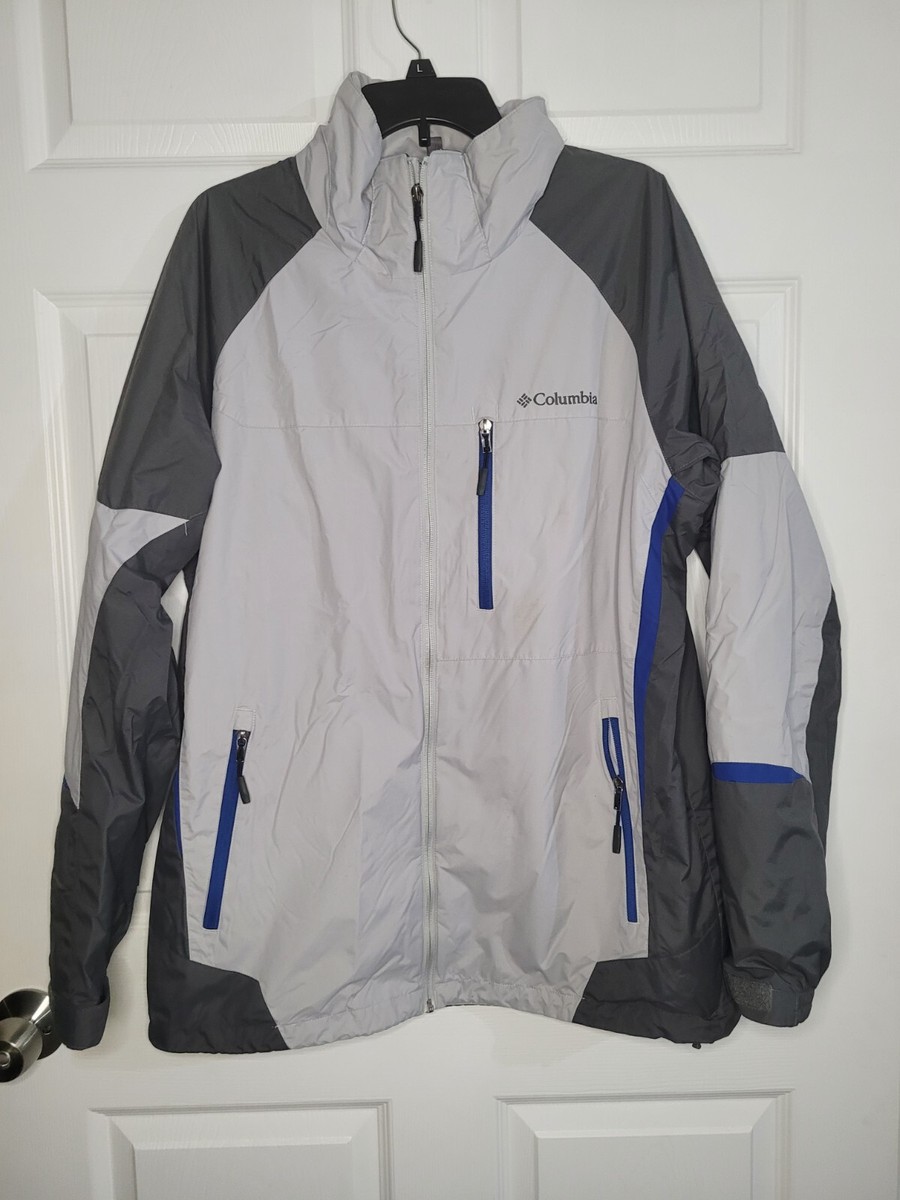 Men Size L Columbia Interchange Nylon Jacket Gray Full Zip