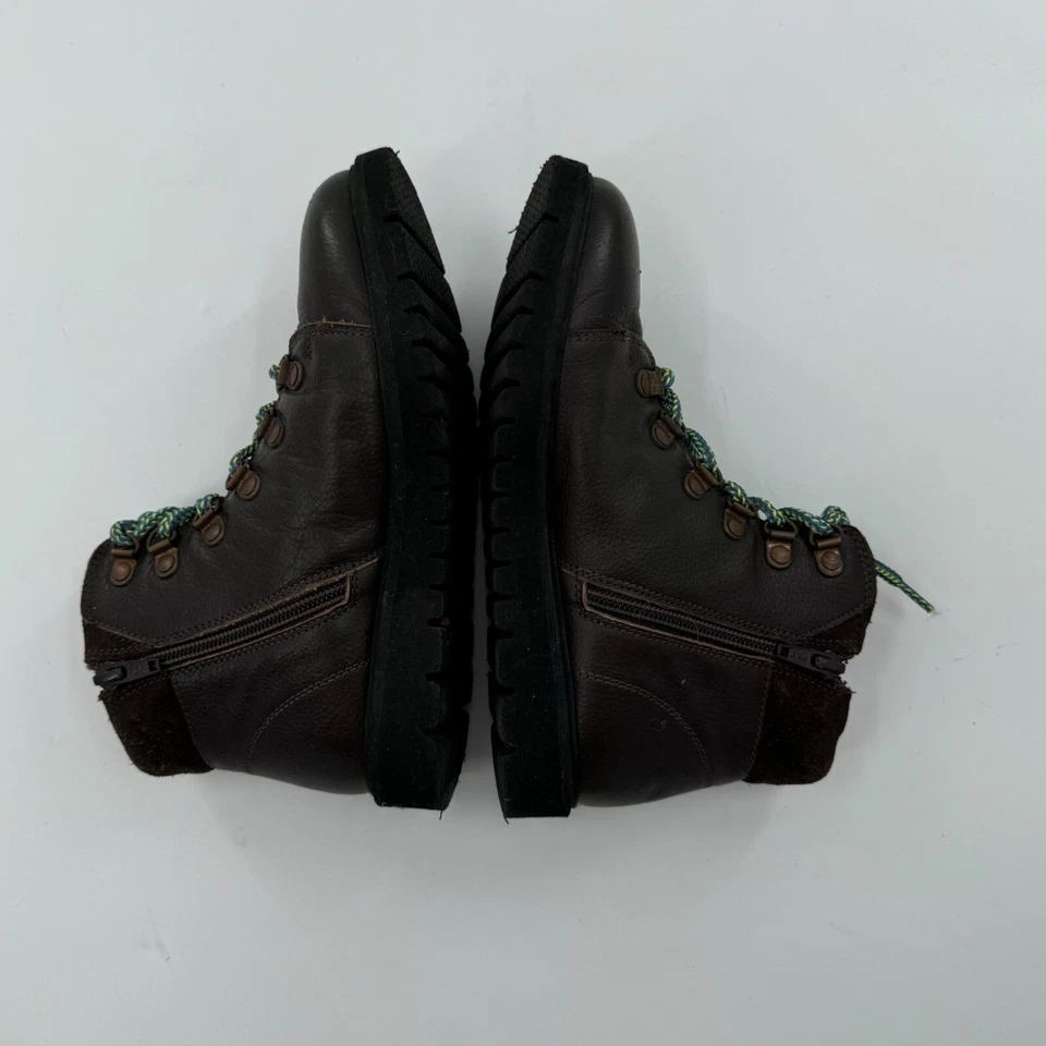 Детские кожаные туристические ботинки Mini Boden размер 34 или США 2,5 с зелеными шнурками и боковыми Z - Изображение 3 из 4