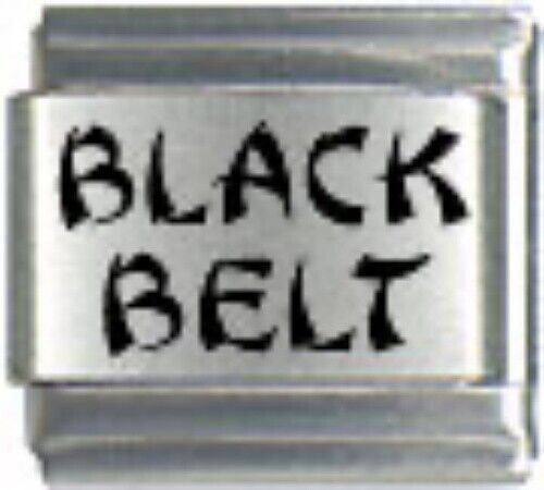SCHWARZER GÜRTEL ITALIENISCHER CHARM ARMBAND LINK 9 MM EDELSTAHL - Bild 1 von 3